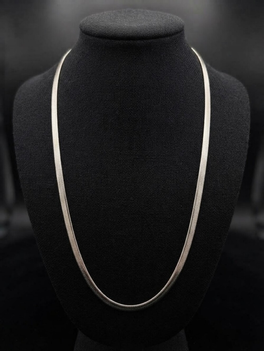 Sterling Silver Herringbone Necklace - Elegant Silver Chain 28"